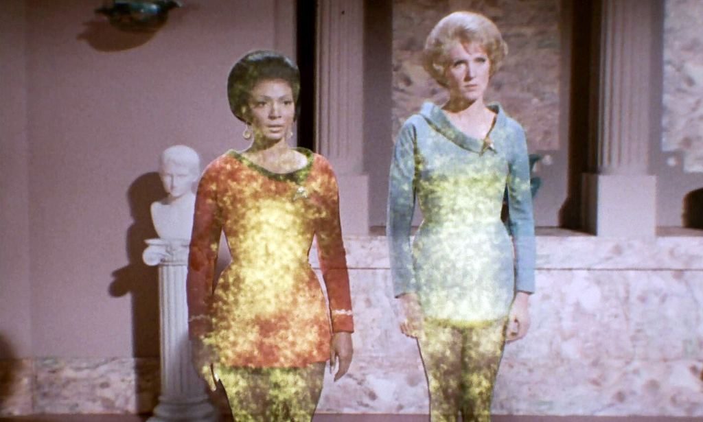Nichelle Nichols as Uhura and Majel Barrett as Nurse Chapel in the Star Trek episode Plato’s Stepchildren – one of many shows NOT AVAILABE IN COSTA RICA, only available on US Netflix. Photograph: CBS via Getty Images